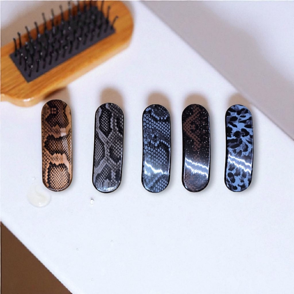 Set of 5 Snake‎ Print Hair Clips